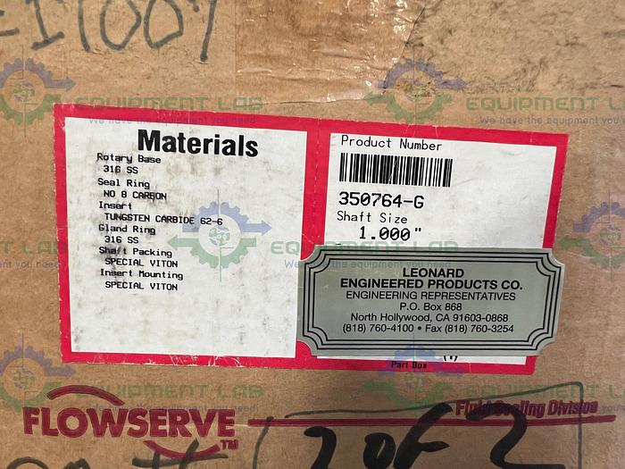 Flowserve 350764-G Stainless Steel Rotary Base Seal Kit For 1" Shaft