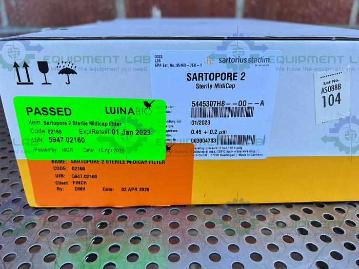 Used Sartorius  5445307H8 Sartopore 2 Steril MidiCap 0.45 + 0.2 um