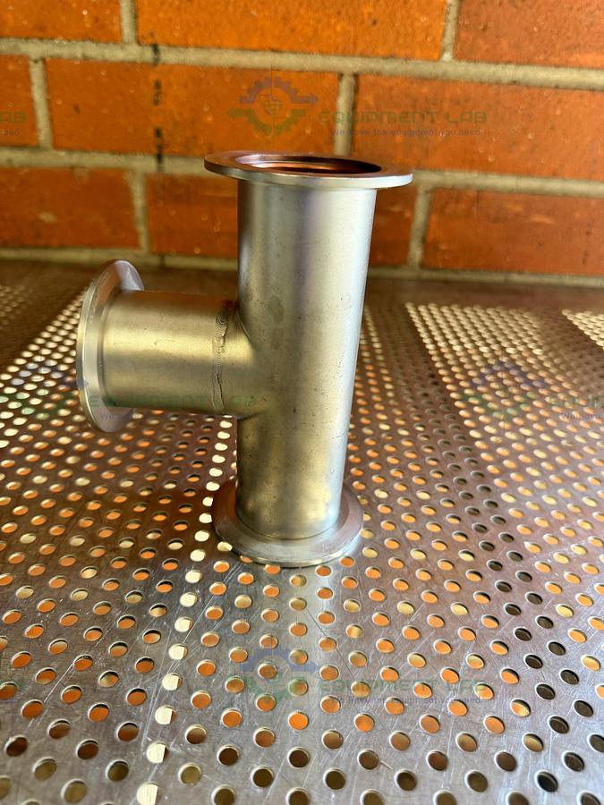 Used 3 Way Stainless Steel KF 50 Elbow Nipple Vacuum Fitting