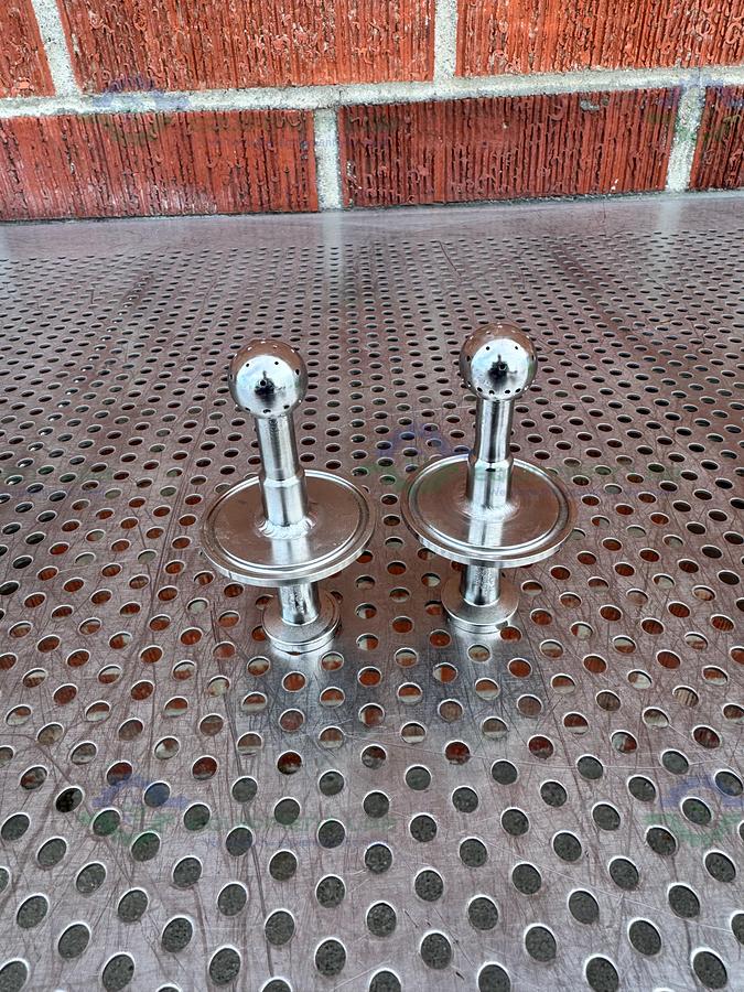 Used Lot of 2 - Stainless Steel Spray Ball w/ 2" to 1/2" Sanitary Fitting