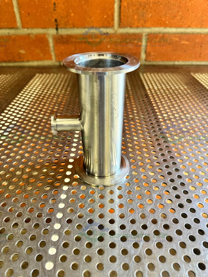 Used 3 Way Stainless Steel KF 50 to KF 16/10 Elbow Nipple Vacuum Fitting
