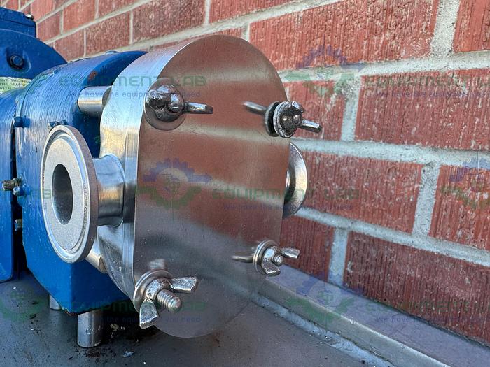 Used Tri Clover PRRED3 Rotary Lobe Pump w/ 1 HP Motor, 1" Sanitary Fitting