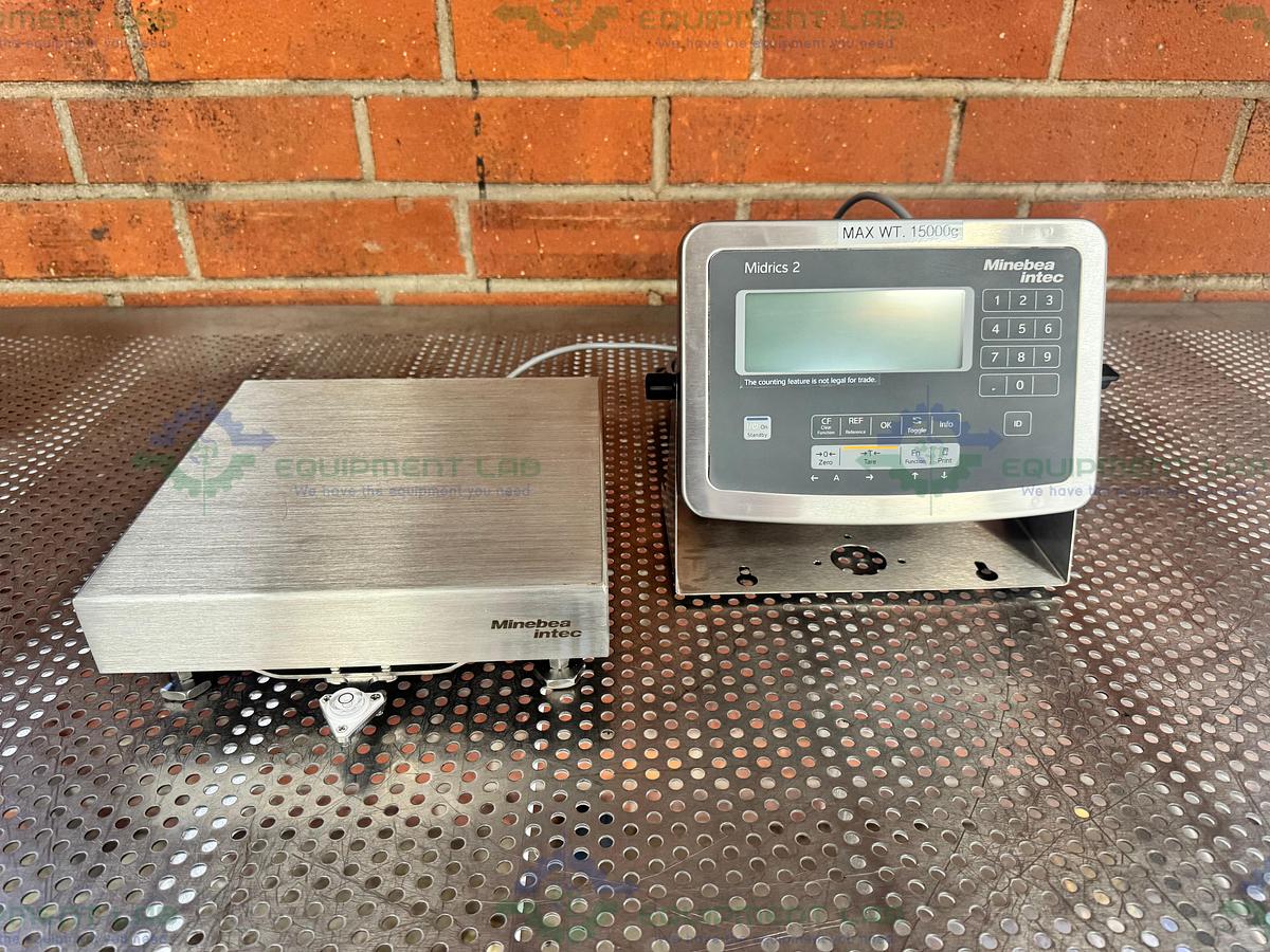 Used Minebea Intec CAPS1U-20CC-LU Stainless Steel Scale 10x10 w/ MIS2UR-V2, 30 LBS