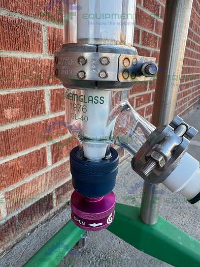 Used Chemglass 20 Liter Glass Reactor w/ Chemglass Overhead 1/4 HP Stirrer