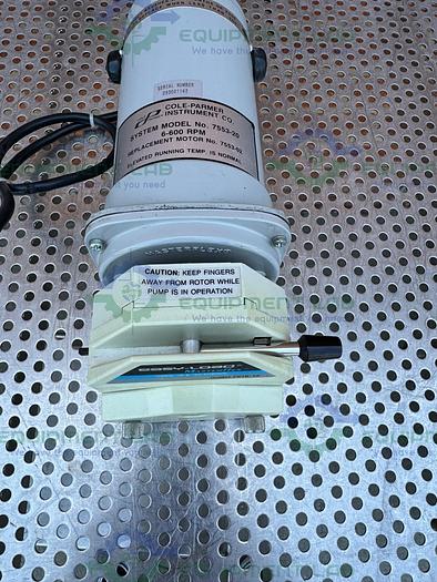 Used Cole Parmer  7553-20 Motor 6-600 RPM w/ Masterflex 7518-12 Easy Load Pump Head