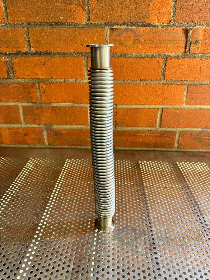 Used Stainless Steel Bellows Flexible Vacuum Hose 18" w/ KF 40 Fitting