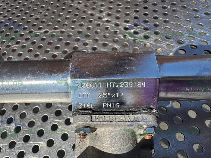 Used ITT Pure Flo 4 -Way Diaphragm Valve w/ 1 1/2" to 1" to 1/4" Sanitary Fitting