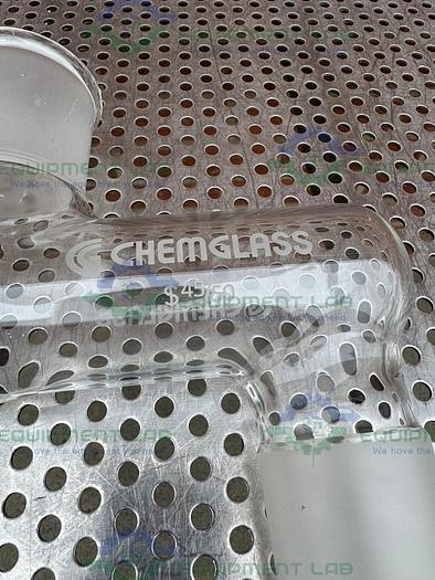 Used Chemglass Distilling Adapter 45/50 Joint w/ 10mm PTFE Stopcock, 3/4" Swagelock