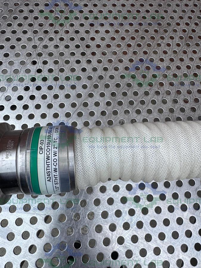 Used Sani Tech STHT-W-CO Flexible Silicone Hose 45" w/ 2" Sanitary Fitting