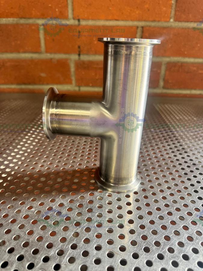 Used Stainless Steel 3 way Tee Fitting w/ 2" Sanitary Fitting
