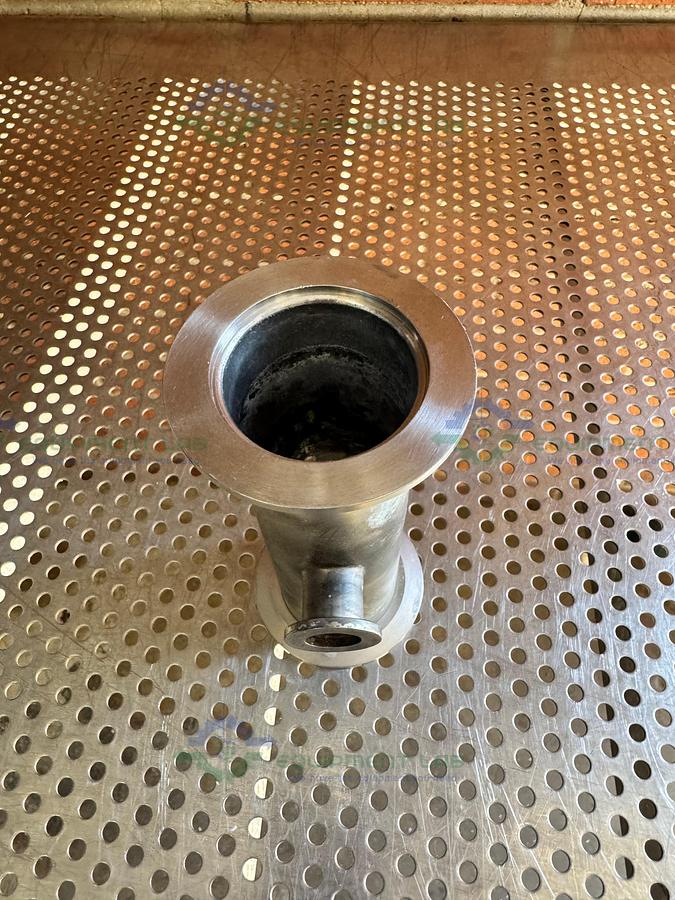 Used 3 Way Stainless Steel KF 50 to KF 16/10 Elbow Nipple Vacuum Fitting