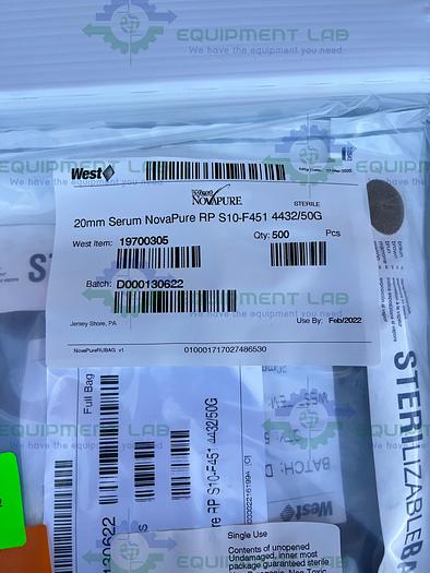 West Novapure  19700305 Serum 20mm Stopper NovaPure RP S10-F451 4432/50G