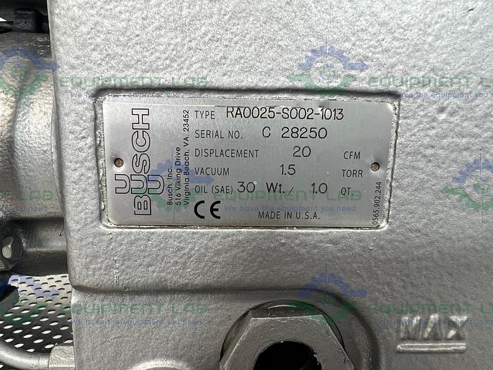 Busch RA 0025-S002-1013 Vacuum Pump 20 CFM w/ Induction Motor 1.5 HP, 3PH