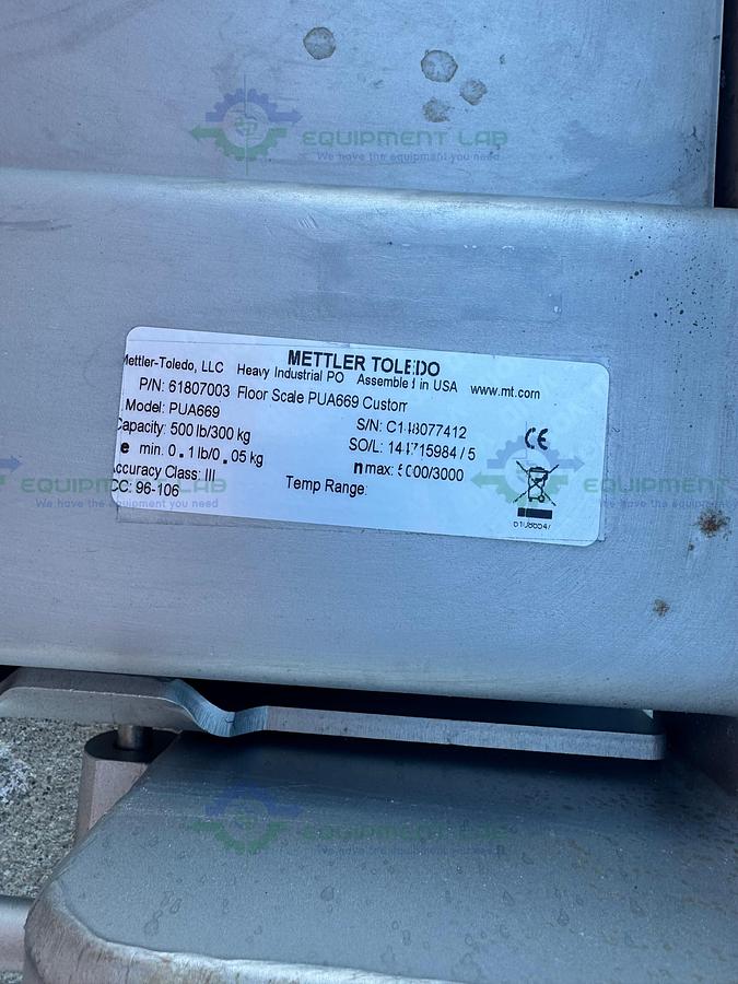Used Mettler Toledo PUA669 Stainless Steel Scale 500 lbs w/ 36" x 36" Platform, Ramps