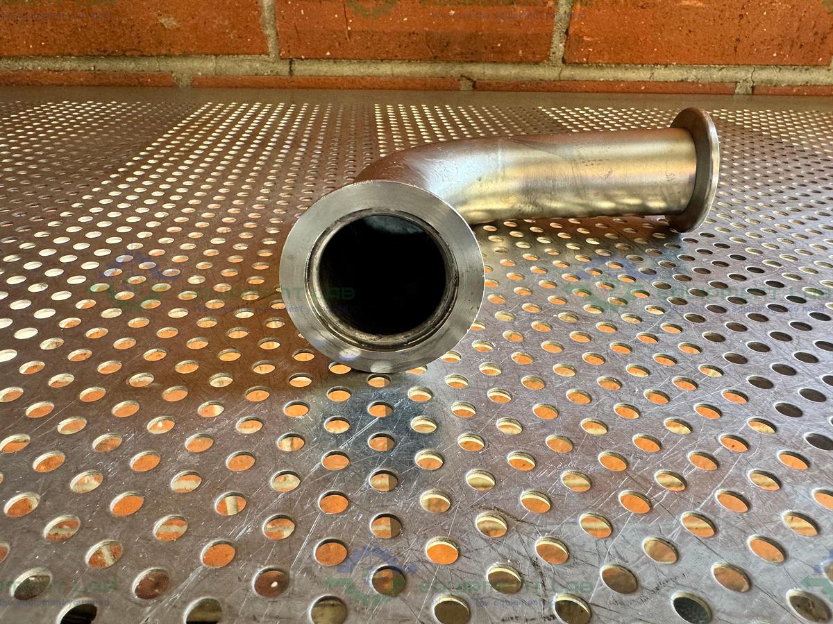 Used Stainless Steel 90 Degree Elbow Nipple Vacuum Fitting w/ KF 40 Fitting