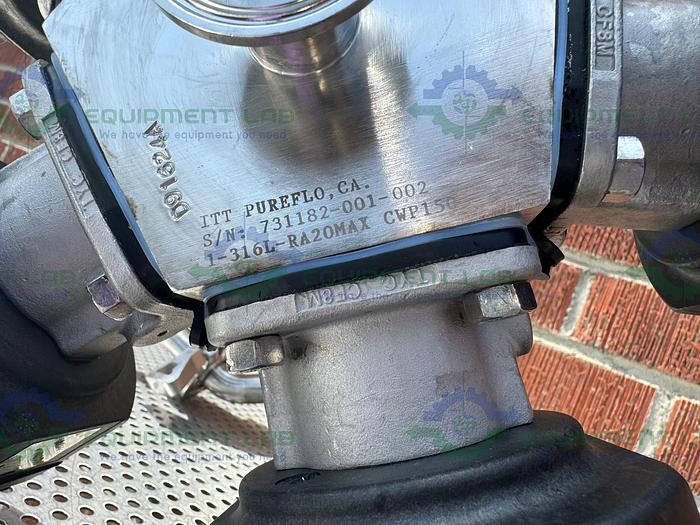 Used 5 ITT Pure Flo Advantage Stainless Steel Diaphragm Valve w/ 1" Sanitary Fitting