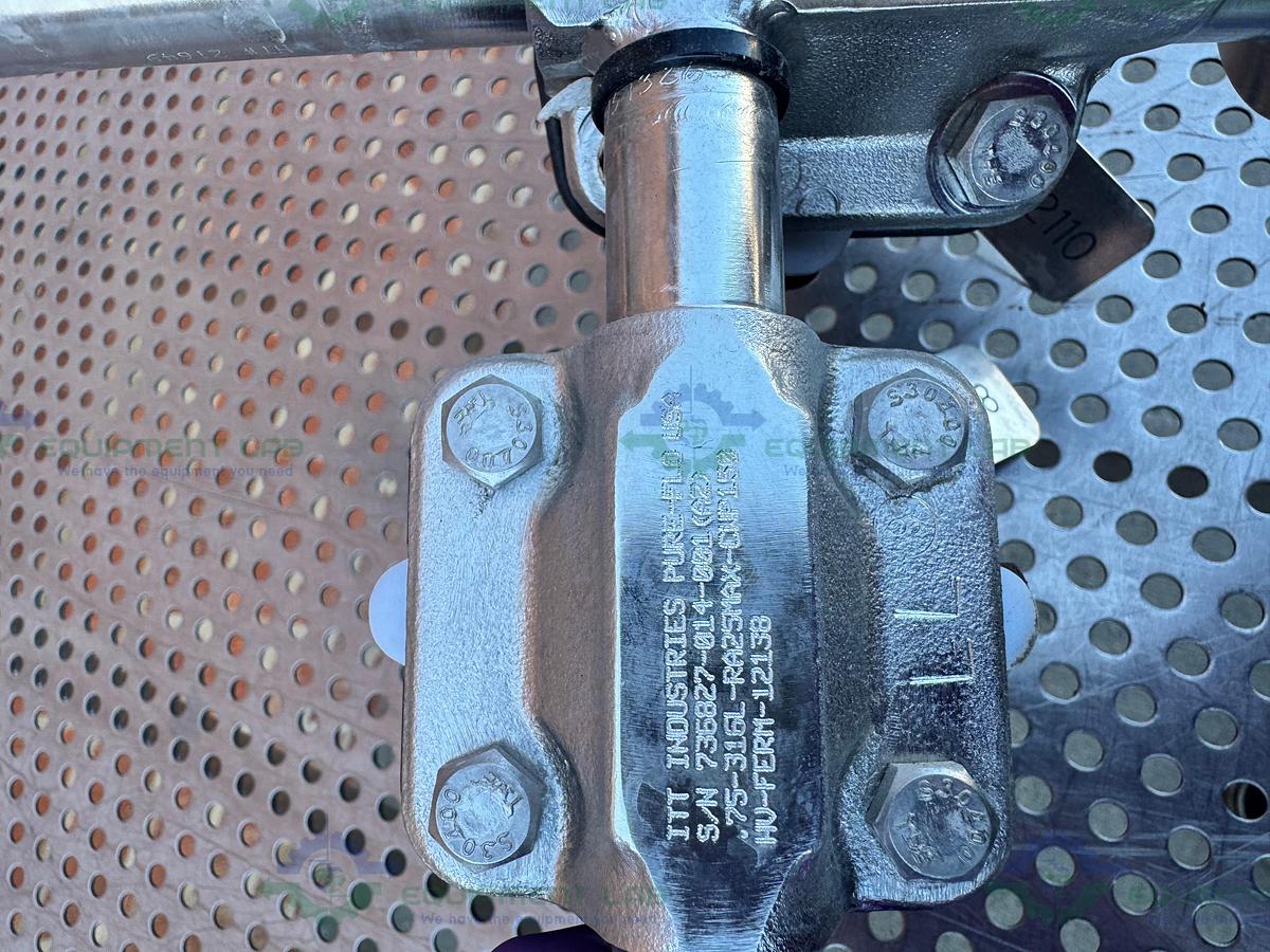 Used 2- ITT Pure Flo RA25MAX Diaphragm Valve w/ 1" to 3/4" Sanitary Fitting