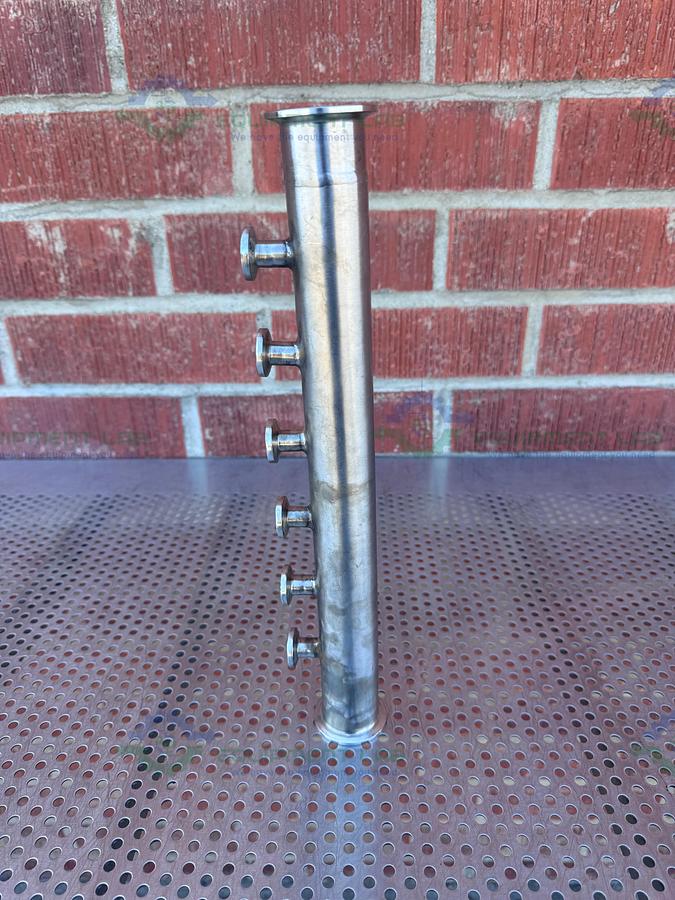 Used Stainless Steel Manifold 1.5" Sanitary Fitting w/ 6 Ports 1/2" Sanitary Fitting