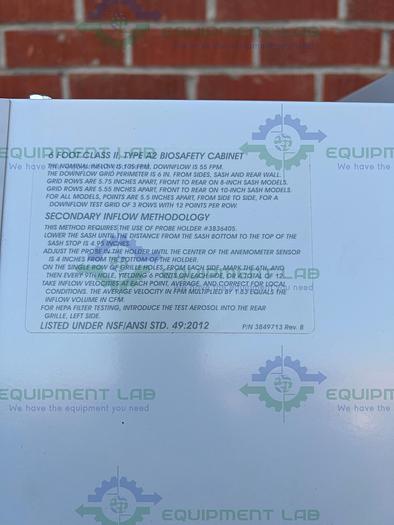 Used Labconco 302611100 Class II Type A2 Logic + Biological Safety Cabinet 6 Ft, 115V