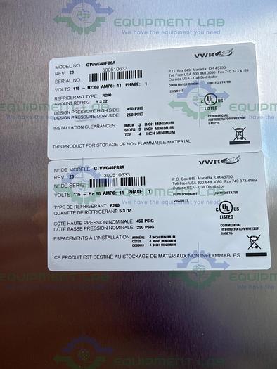 Used VWR  GTVWG49FSSA Stainless Steel Auto Defrost Freezer - 25°C 49 Cu, Ft.