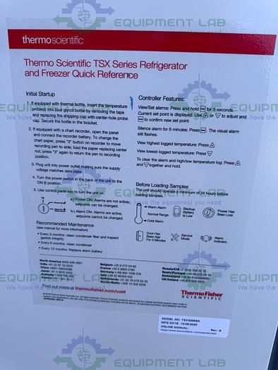 Used Thermo Fisher TSX3005SA High Performance Lab Refrigerator, 29 cu ft, 5°C MFG 20