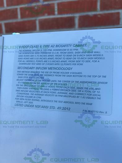 Used Labconco 302611100 Class II Type A2 Logic + Biological Safety Cabinet 6 Ft, 115V