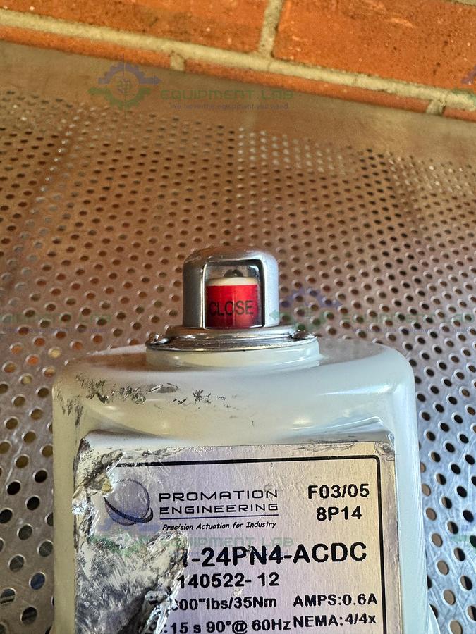 Used Promation P1-24PN4-ACDC Precision Actuation Valve 300 lbs/35Nm w/ 3.4" Valve