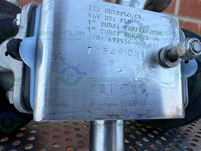 Used 2 ITT Pure Flo Advantage 3 - Way Diaphragm Valve w/ 1" Sanitary Fitting