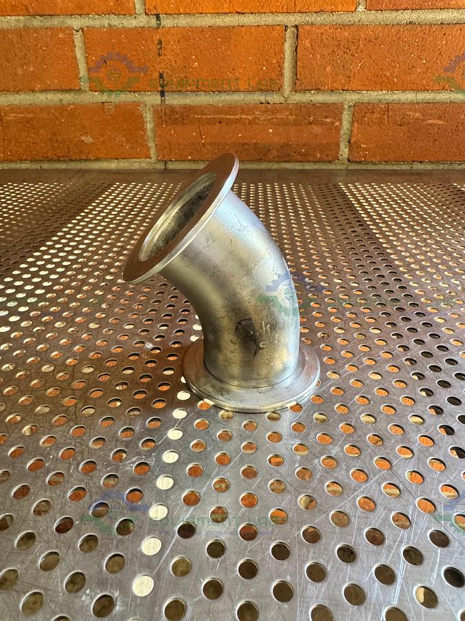 Used Stainless Steel 45 Degree KF 50 Elbow Nipple Vacuum Fitting