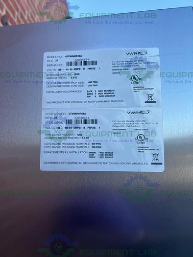 Used VWR  GTVWG49FSSA Stainless Steel Auto Defrost Freezer - 25°C 49 Cu, Ft.