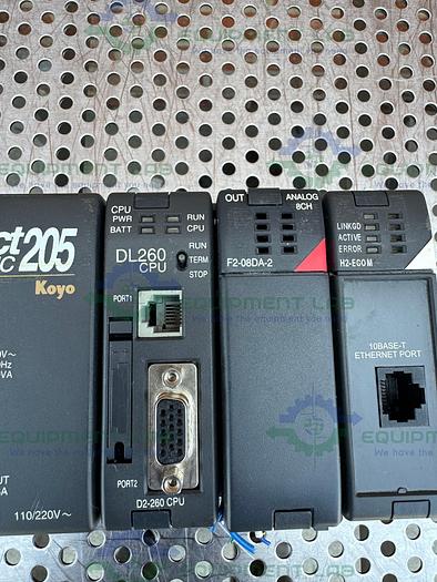 Used Automation Direct Logic 205 Koyo w/ DL260 CPU, H2-ECO M, F2-08DA-2 Modules