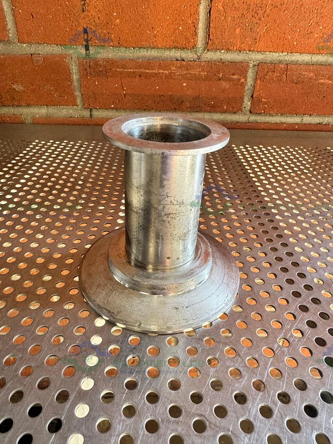 Used 1 Stainless Steel Vacuum Reducer KF 50 to 4" Sanitary Fitting