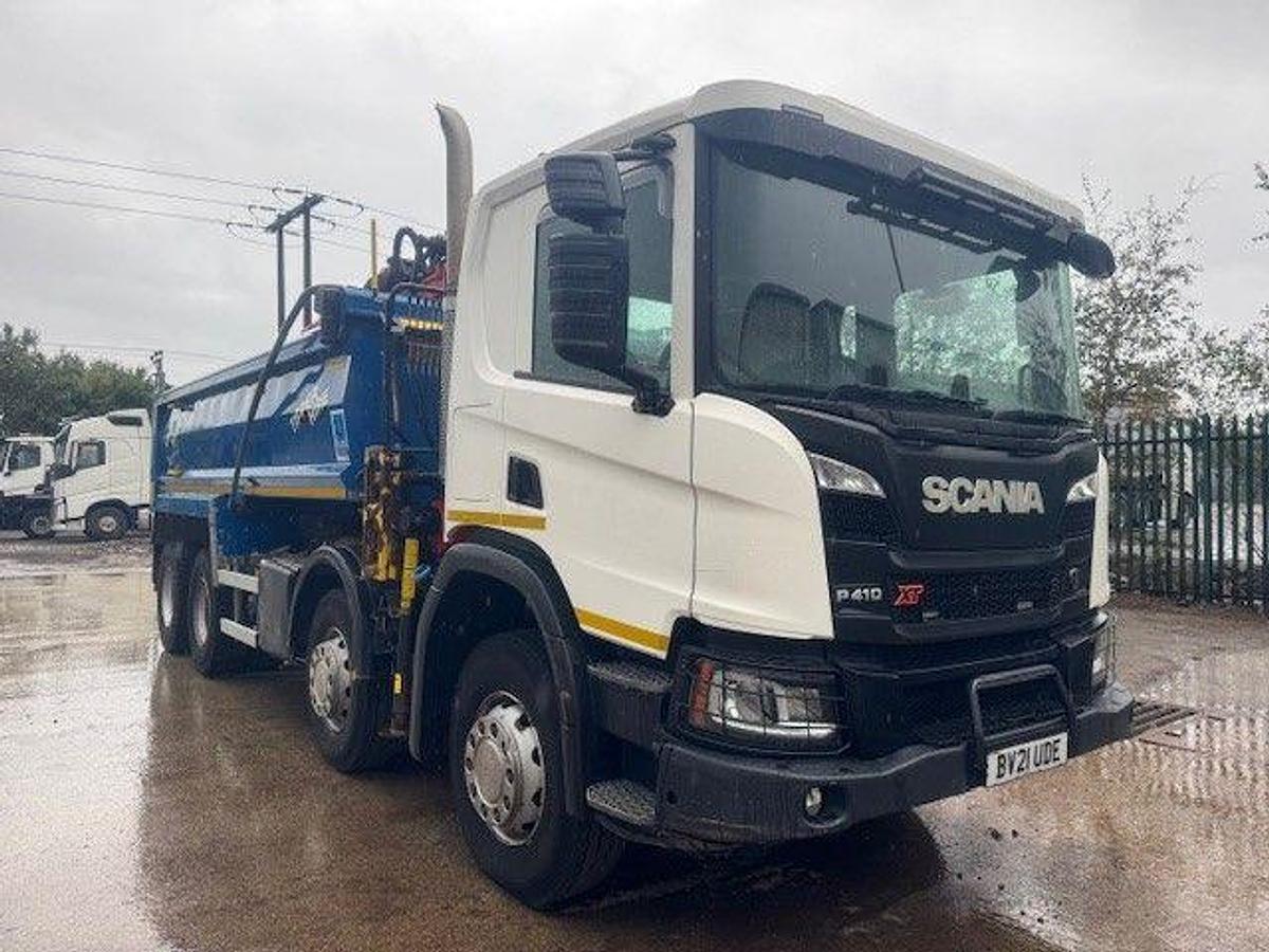 Used 2021 (21) Scania P410 XT 8x4 Steel Tipper Grab