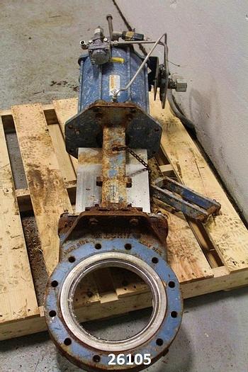 Used Dezurik 827 Air Operated Knife Gate Valve, 10", Cast Iron Body, Stainless Steel Wetted, 316 Stainless Steel Liner, 316 Stainless Steel Gate, 316 Stainless Steel Seat, 150 Psig Cwp, 450 F Max Temperature #26105