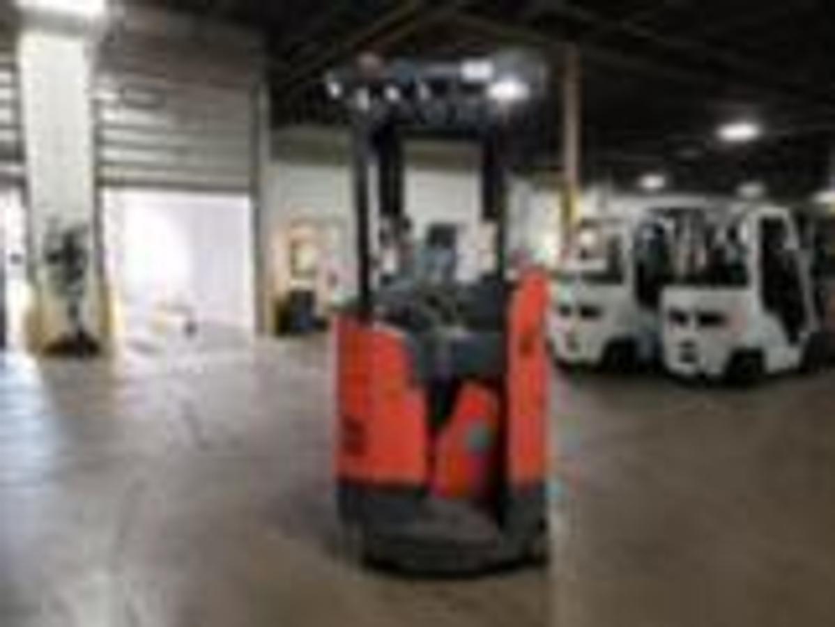 Rear view showing counterweight and mounted safety lighting