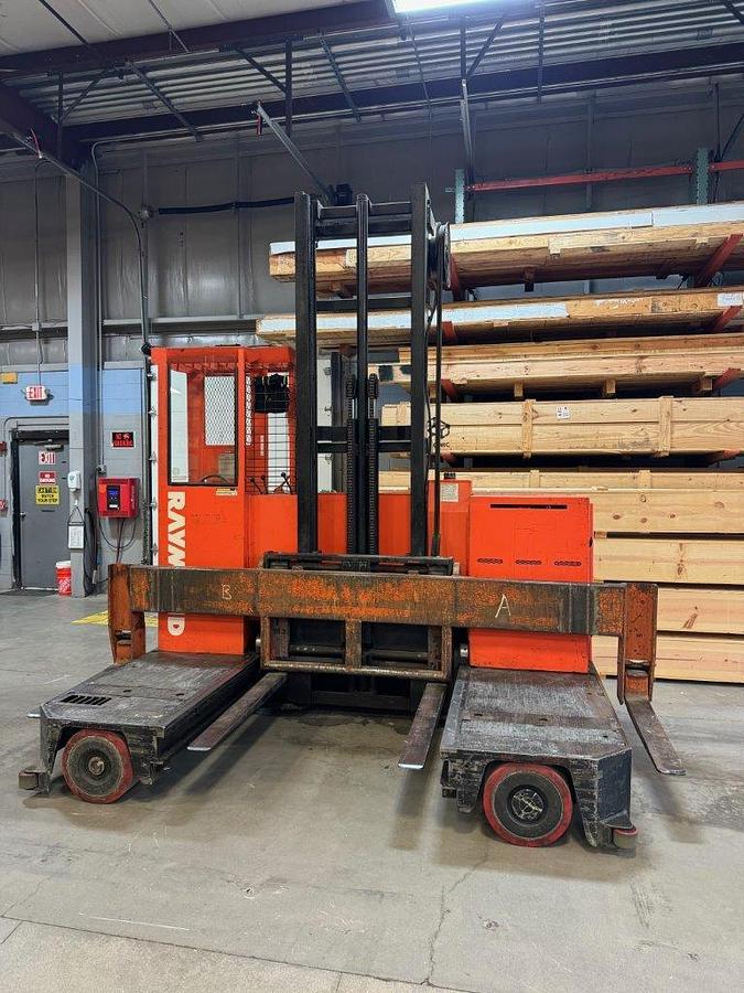 CSA-Certified 6,000 lb Raymond SL60TL Electric Sideloader with 216” Lift and Adjustable Forks Delivered to Brampton ON