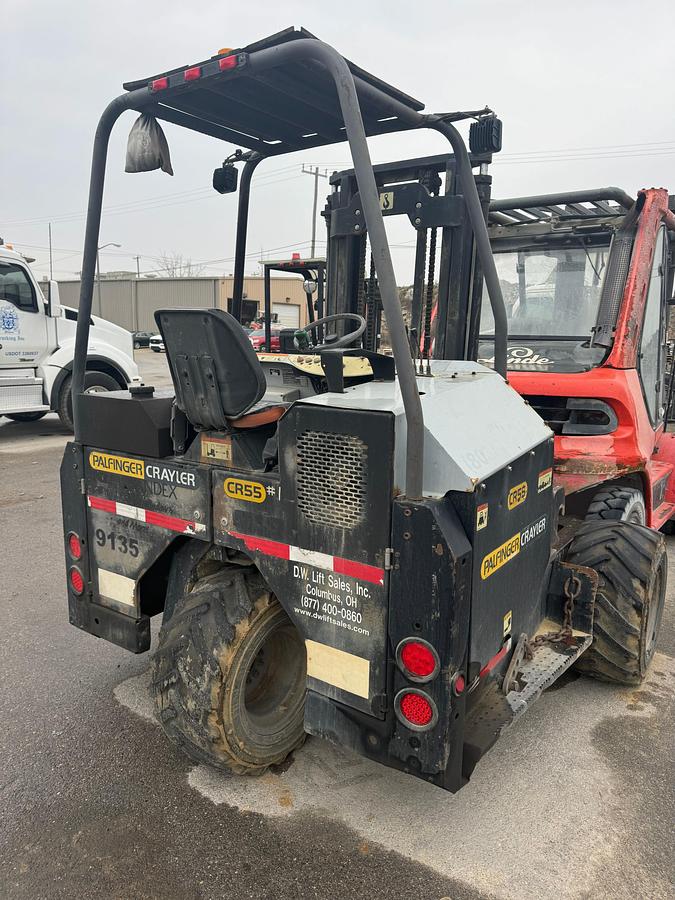 Palfinger CR55 – rear angle view – counterweight, diesel engine, trailer-mount chassis – CSA-certified piggyback forklift – Brampton ON