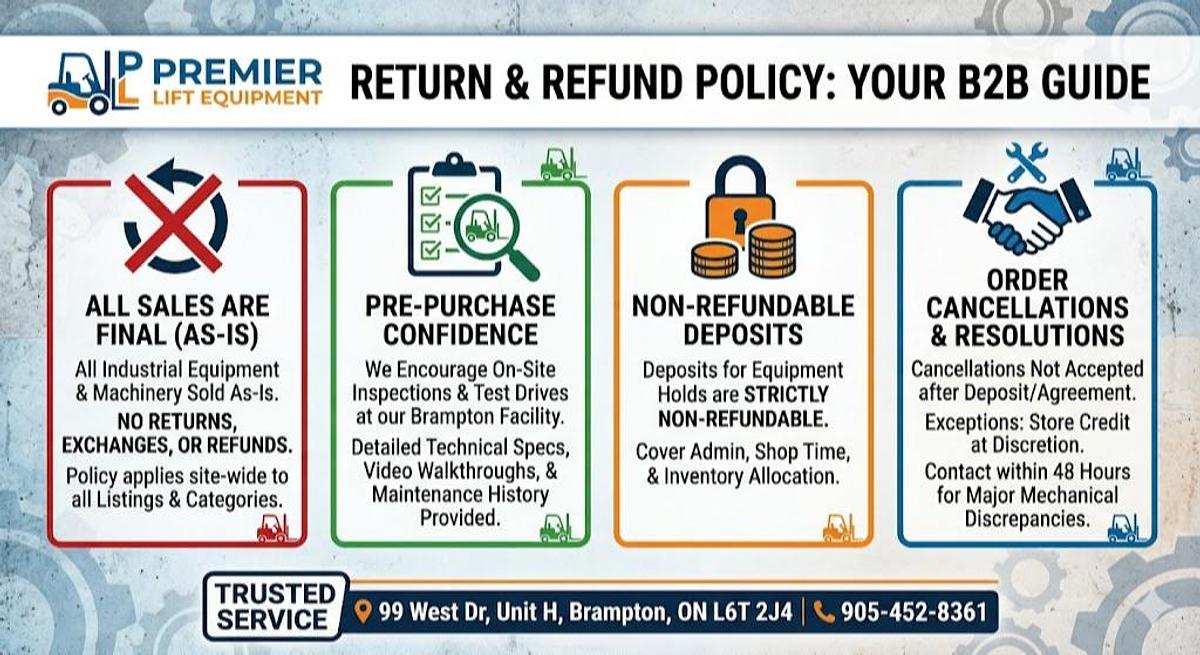 Premier Lift Equipment Shipping and Return Policy - Industrial Machinery Asset Verification
