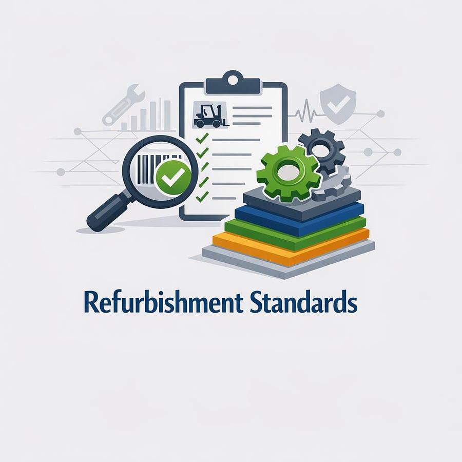 Refurbishment Standards icon representing Premier Lift’s 7‑Layer verification model for consistent, CSA‑aligned forklift quality
