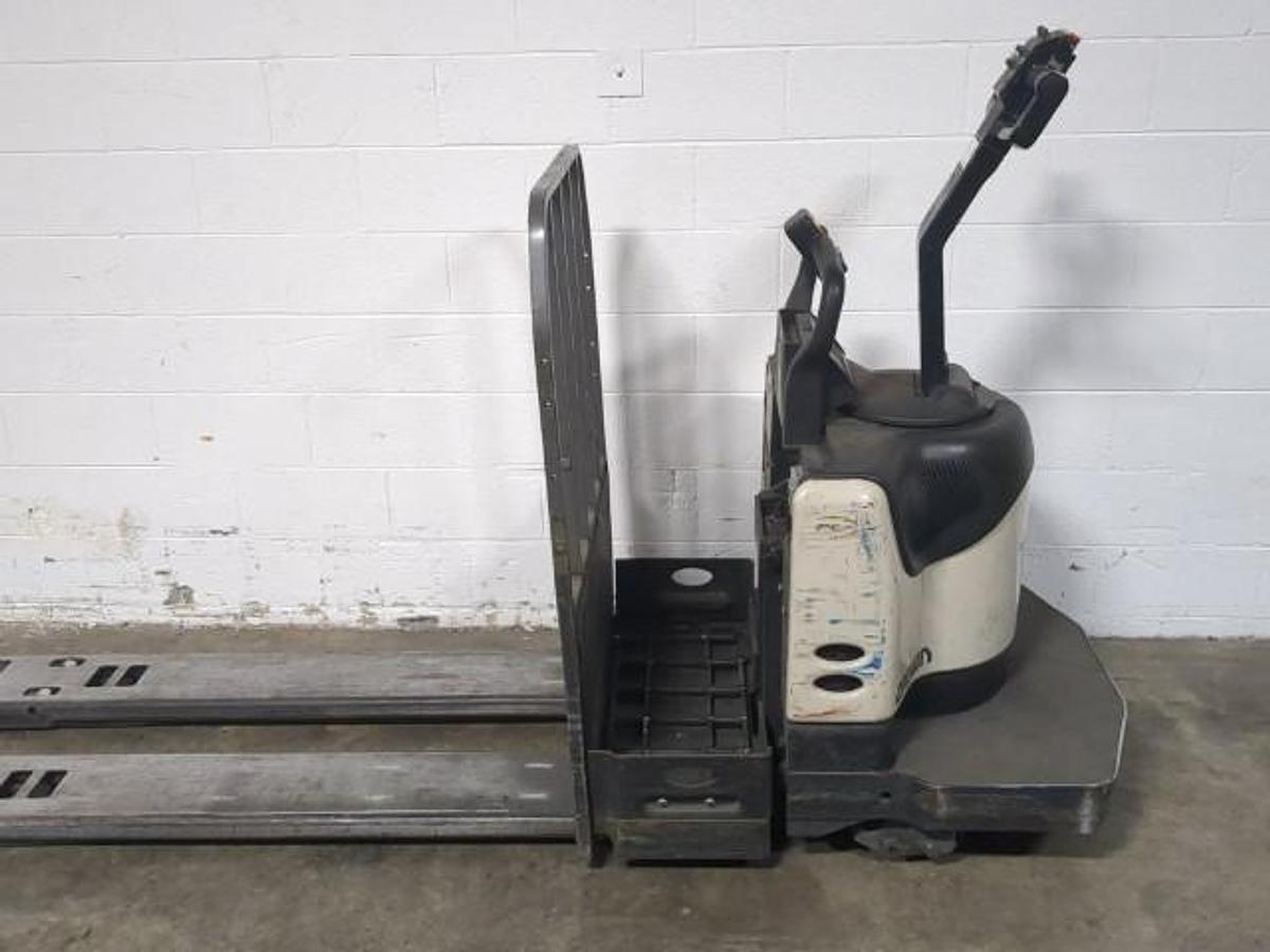 “2012 Crown PE4500‑80 opposite side view – long‑fork electric rider pallet jack”
