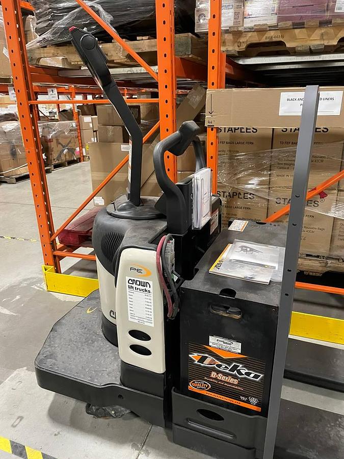 2014 Crown PE4500-80 CSA electric rider pallet jack Brampton 8000 lb 96 inch forks battery charger extra export certified freezer compatible