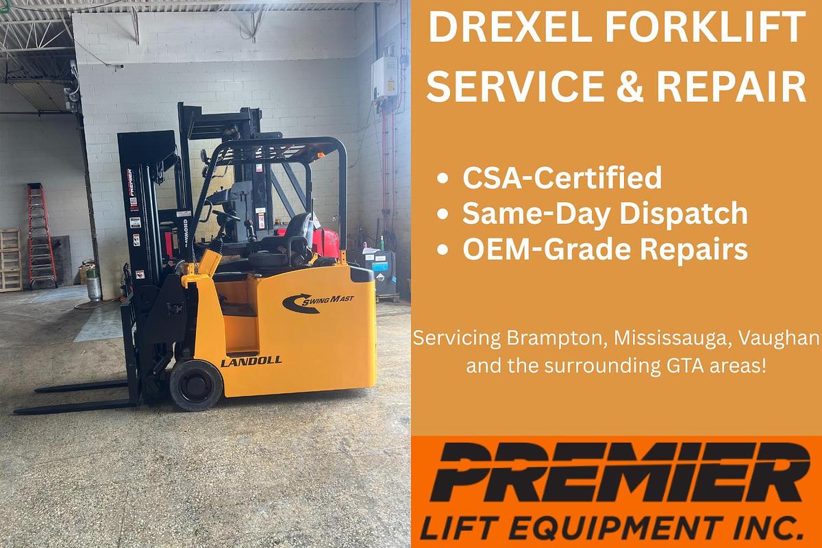CSA-Certified Drexel Swingmast VNA Forklift | 3,000 lb Electric Narrow Aisle Truck | Precision Service & Cold Storage Support | Brampton ON | GTA Coverage