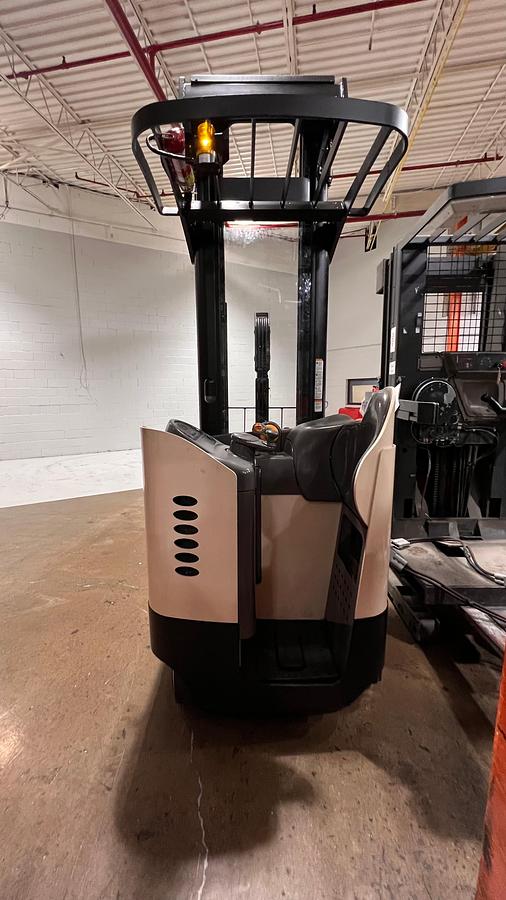 Rear view showing counterweight and mounted safety lighting