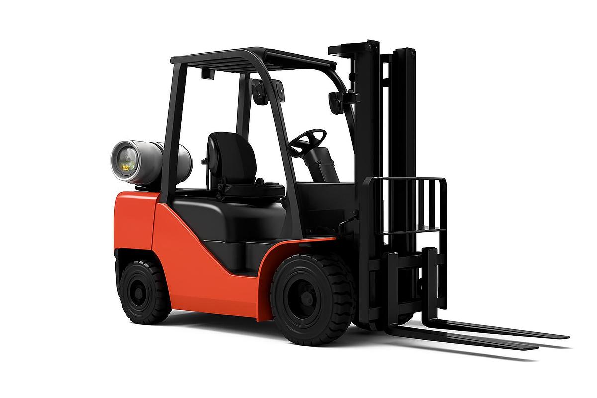LP Gas cushion tire forklift with 3,000–15,000 lb capacity, indoor warehouse configuration, propane tank mounted on rear, smooth tires for concrete floors, CSA‑certified, dock and trailer loading ready.