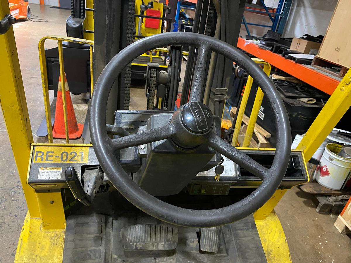 Hyster H50XM – right side drive tire – solid pneumatic tread – CSA outdoor forklift – Brampton ON