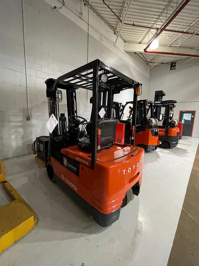 Rear view showing counterweight and mounted safety lighting