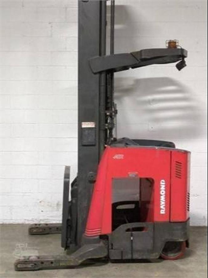 Refurbished 2014 Raymond 750 R45TT electric reach truck with CSA certification and new paint deployed in Mississauga for narrow aisle warehouse operations