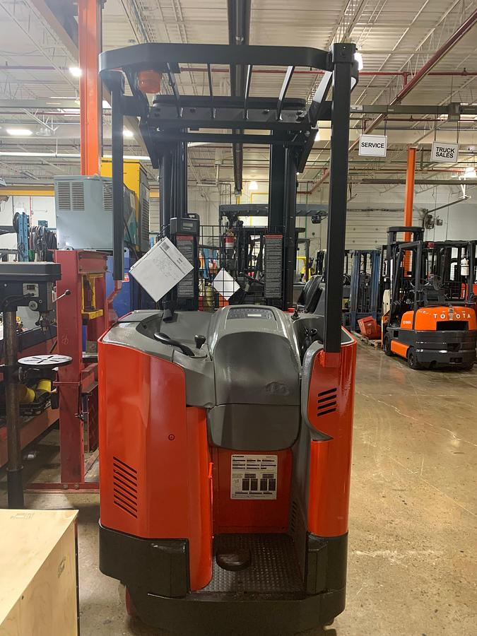 Rear view showing counterweight and mounted safety lighting