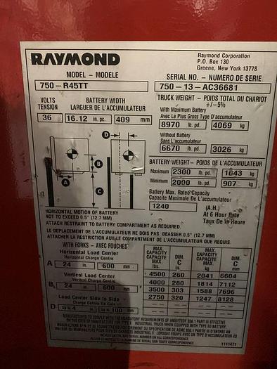 Refurbished SOLD – Refurbished 2013 Raymond 750-R45TT | Electric Reach Truck | CSA Certified | Mississauga Deployment Completed