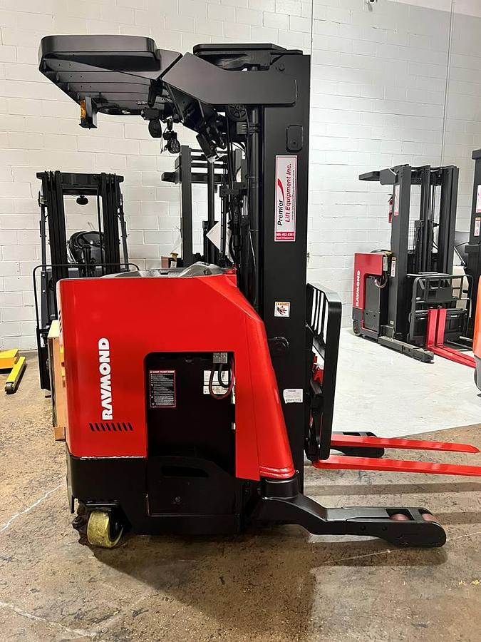 Refurbished 2019 Raymond 750-R35TT electric reach truck with CSA certification and new paint deployed in Mississauga for narrow aisle warehouse operations